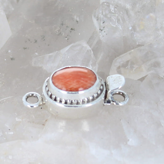 SPINY OYSTER Clasp Bright Orange Cushion 9x11mm Sterling Southwestern
