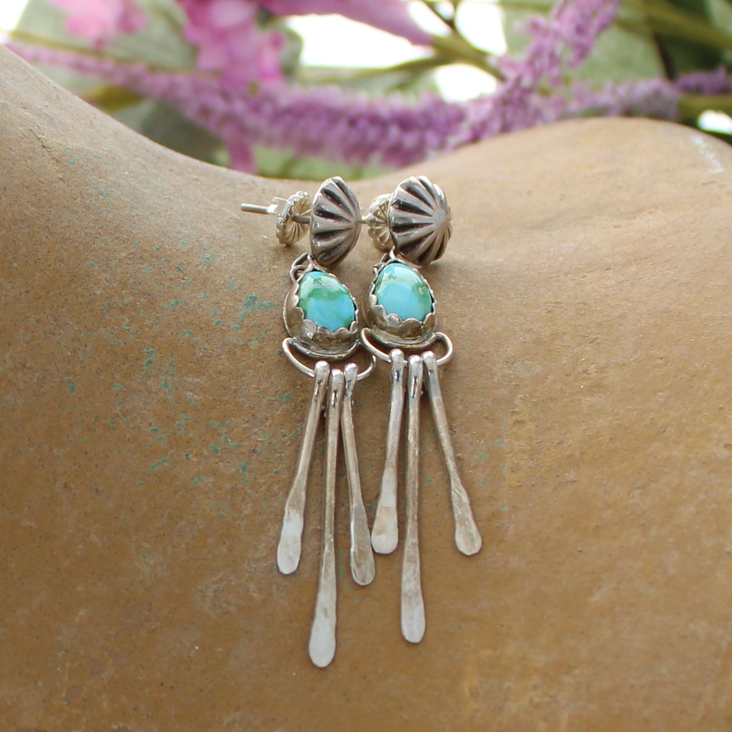 AAA Sonoran Mountain Turquoise Moon Earrings Dangles Southwest