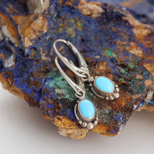 SLEEPING BEAUTY TURQUOISE Sterling Drop Earrings Lever Back