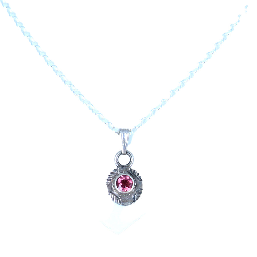 AAA Faceted Magenta Tourmaline Sterling Silver Pendant 16"