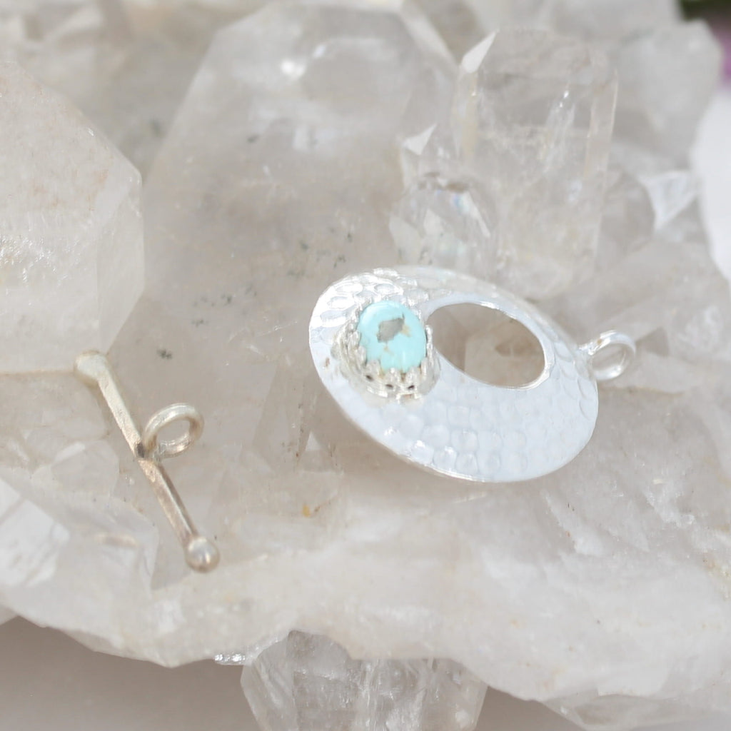 White Creek Turquoise with Pyrite Toggle Clasp Sterling 6x8mm