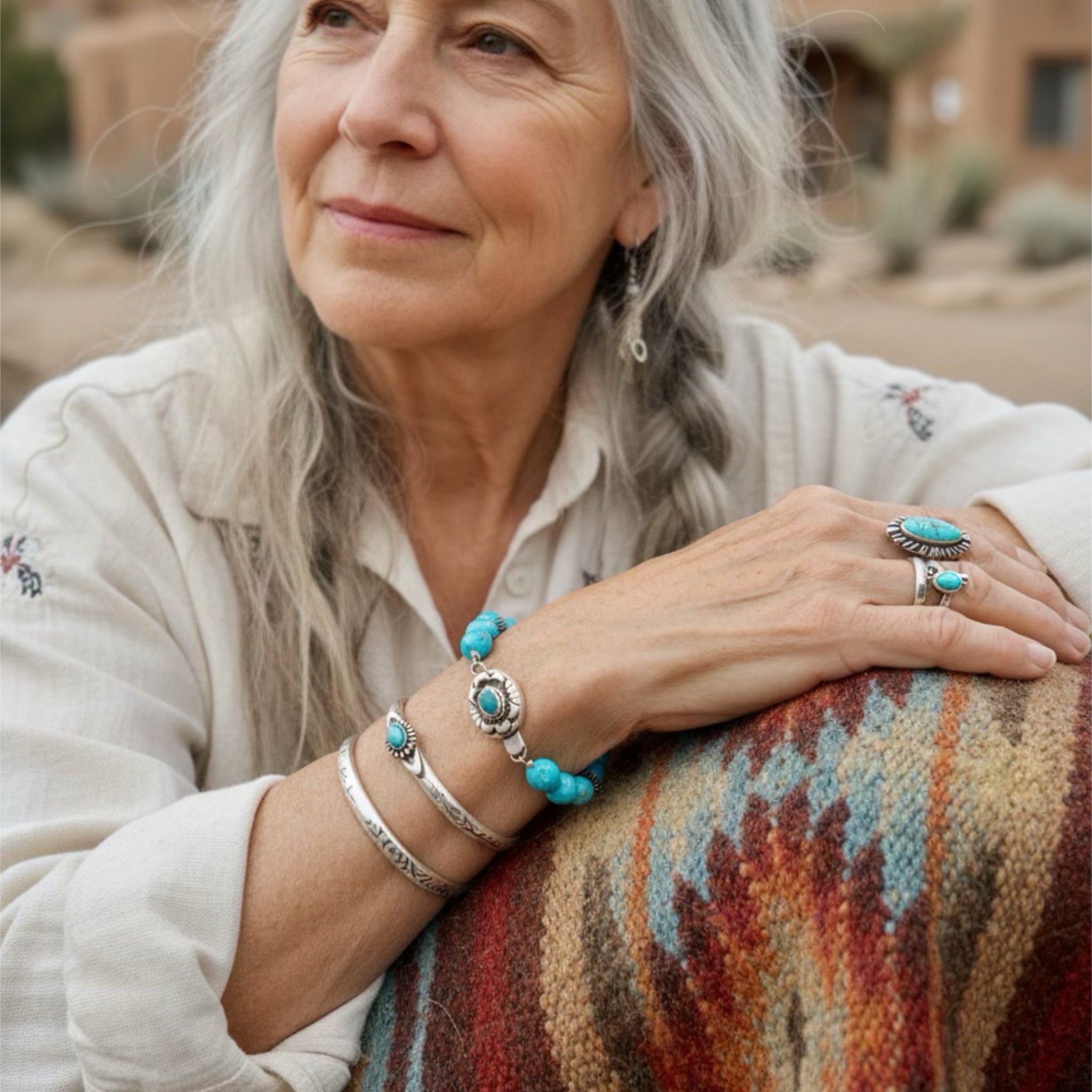 Gorgeous Blue Ridge Nevada Turquoise Bracelet Sterling Silver Southwestern