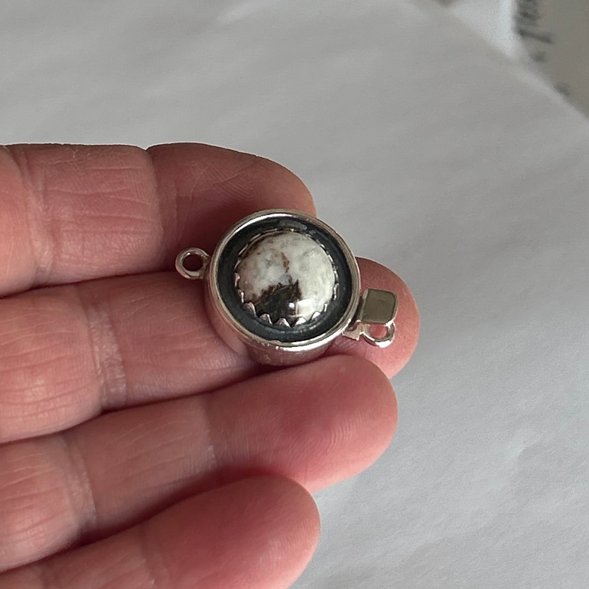 AAA Large White Buffalo Clasp Sterling 12.5mm Southwest Style