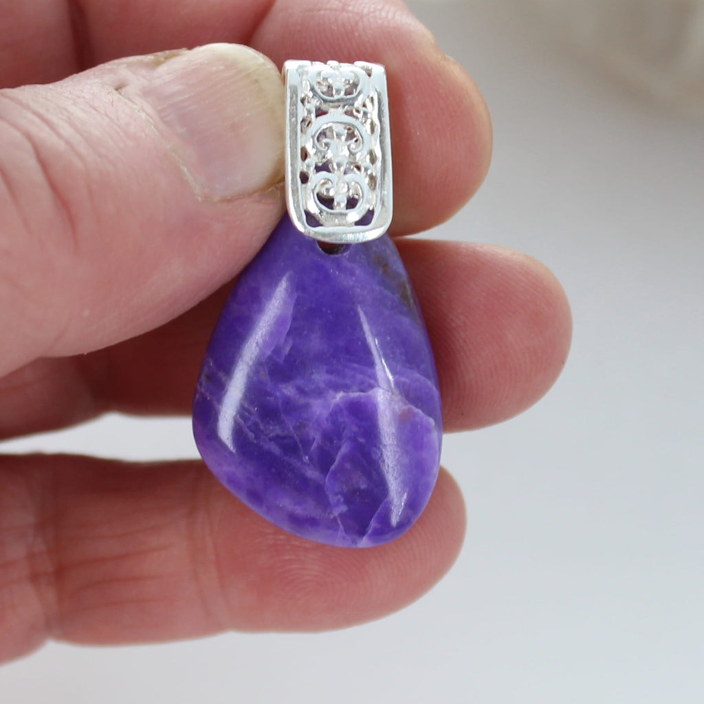 5 Star Regal SUGILITE Pendant Sterling Silver Chain and Bail #3