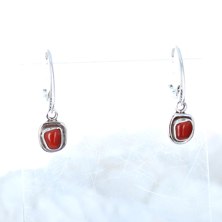 Coral Free Form Mod Earrings Sterling Silver Leverback -NewWorldGems
