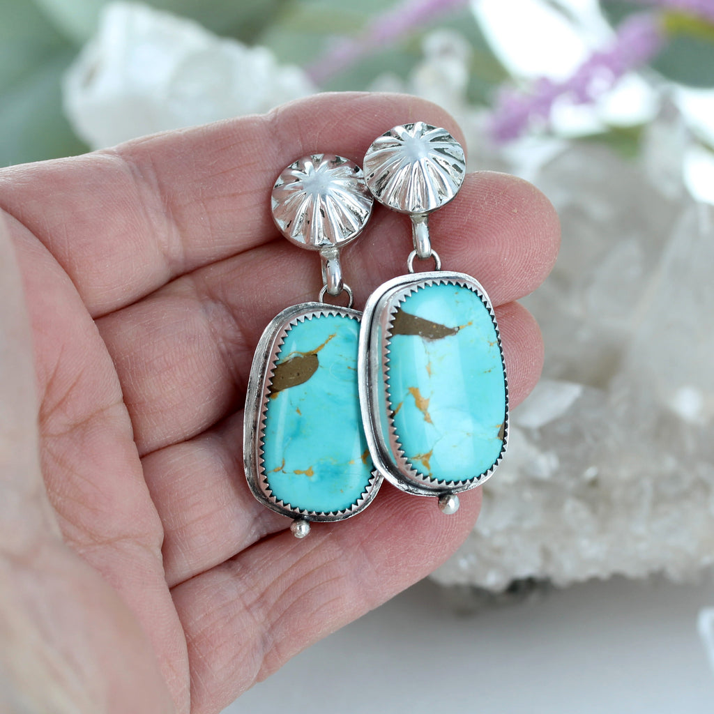 Royston Mine Earrings Brilliant Blue Cushions Southwest Sterling