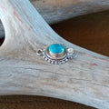 Bright Blue Kingman Turquoise Clasp Sterling Granulated Twist Wire Style 6x8mm Oval