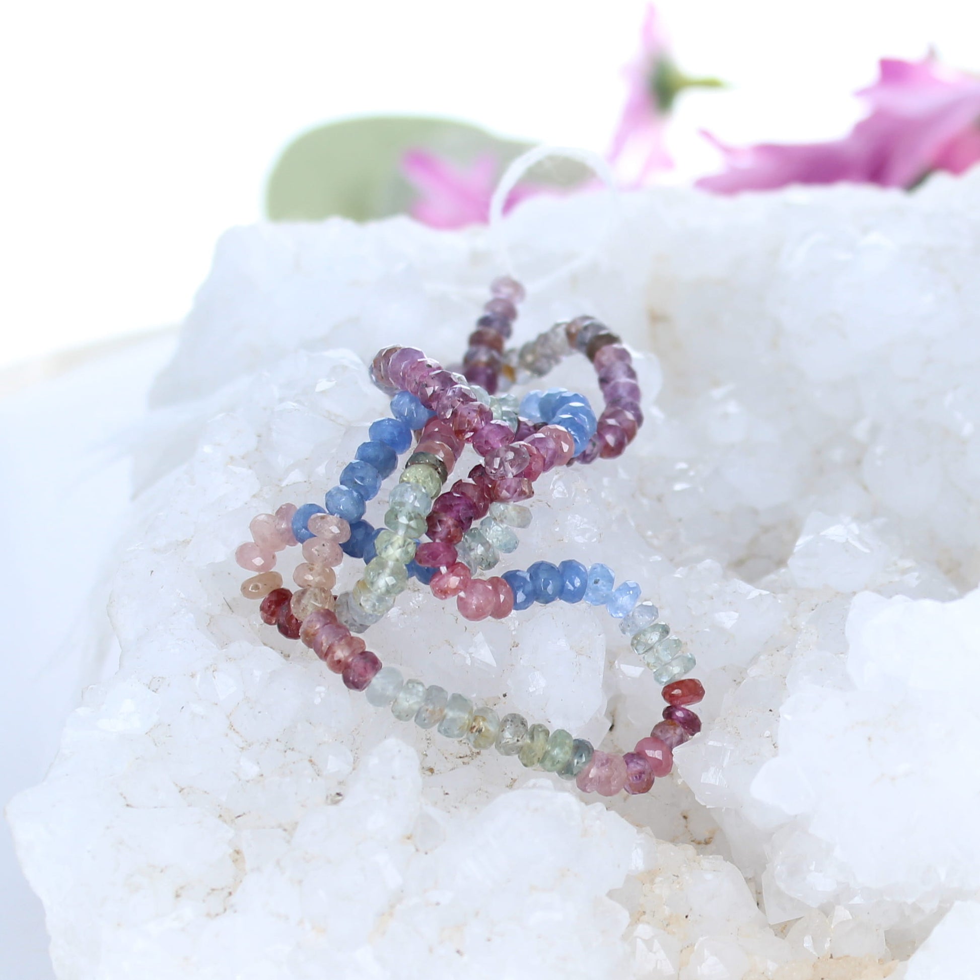 SAPPHIRE BEADS RONDELLE Faceted Multi Color 4.5mm 15" -NewWorldGems