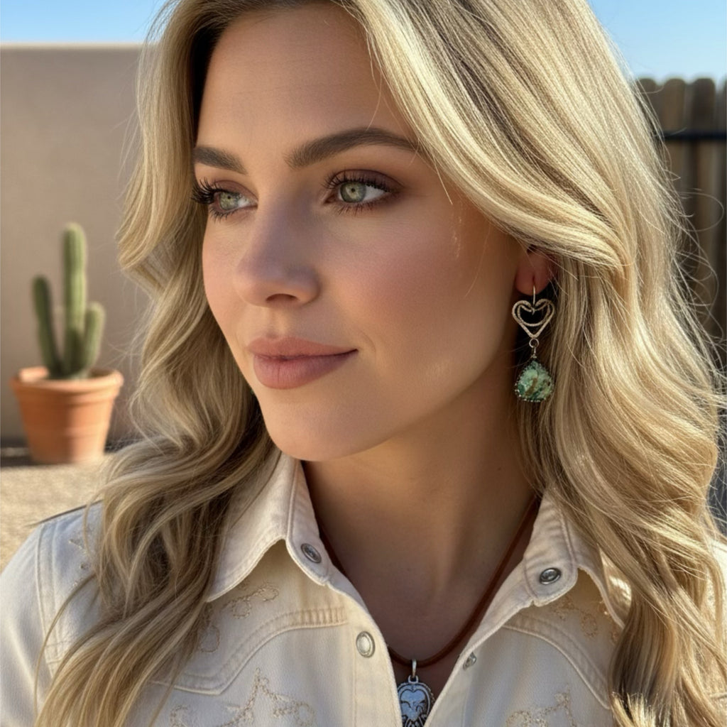 Stunning Forest Greens Tibetan Turquoise Beads Earrings Sterling Silver