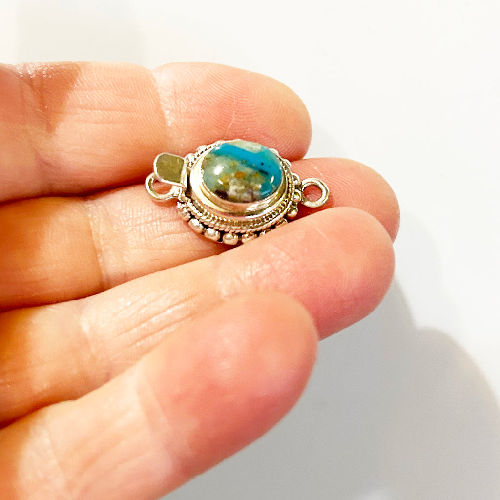 AAA Peruvian Opal Clasp Sterling Ball Design Oval Shape 8.5x10mm