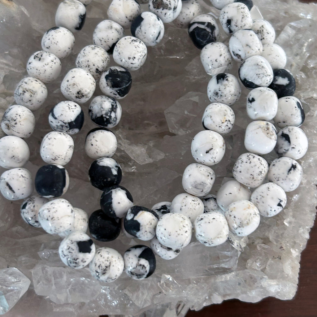 Nevada Turquoise White Buffalo Beads 9mm Semi Round 7.5"