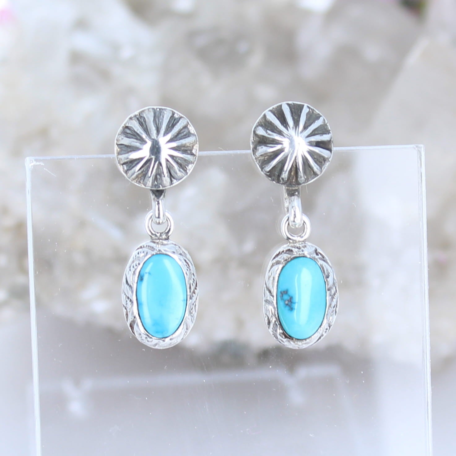 BEAUTIFUL KINGMAN TURQUOISE Earrings Sterling Rustic Boho Chic