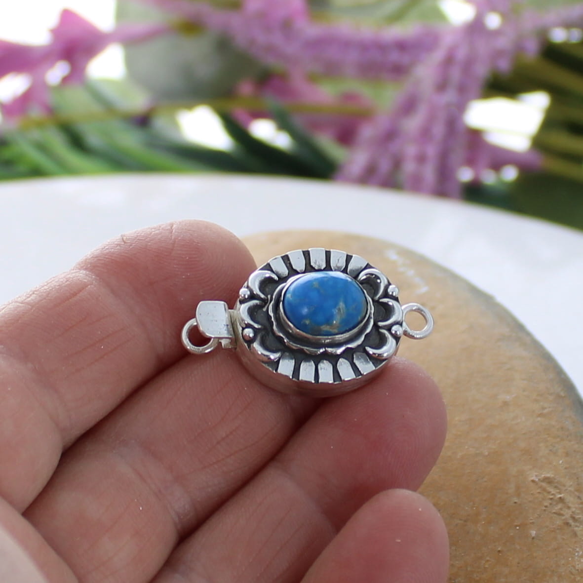 CERULEITE CLASP Sterling Moon Petal Design Matrix 10.x8mm NewWorldGems