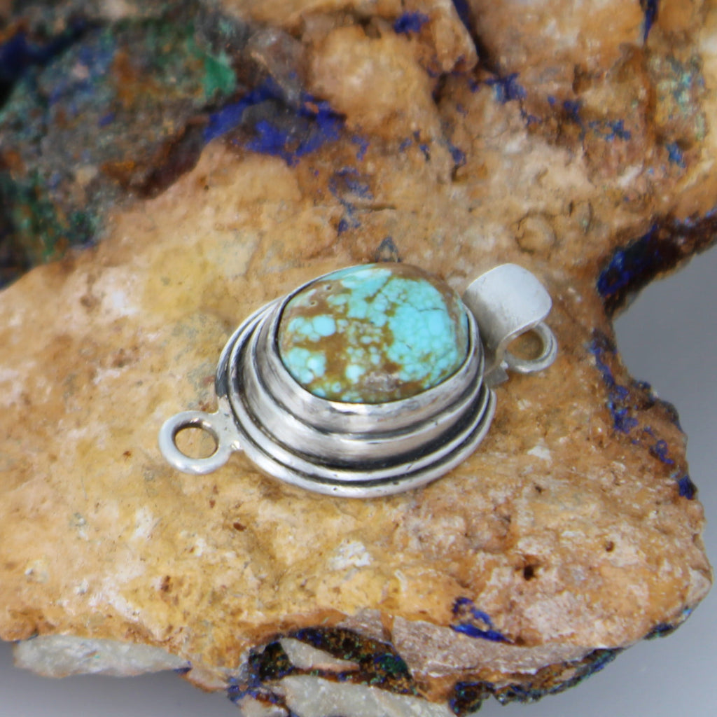 Carico Lake Turquoise Sterling Clasp Southwestern Style Large 12x10mm