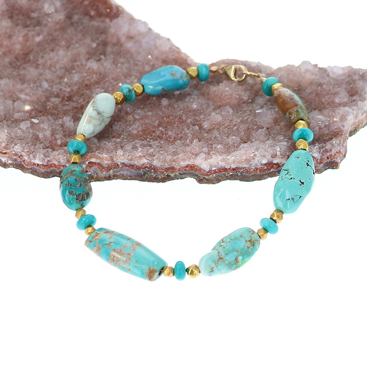 Gold Carico Lake Turquoise Bracelet 18k