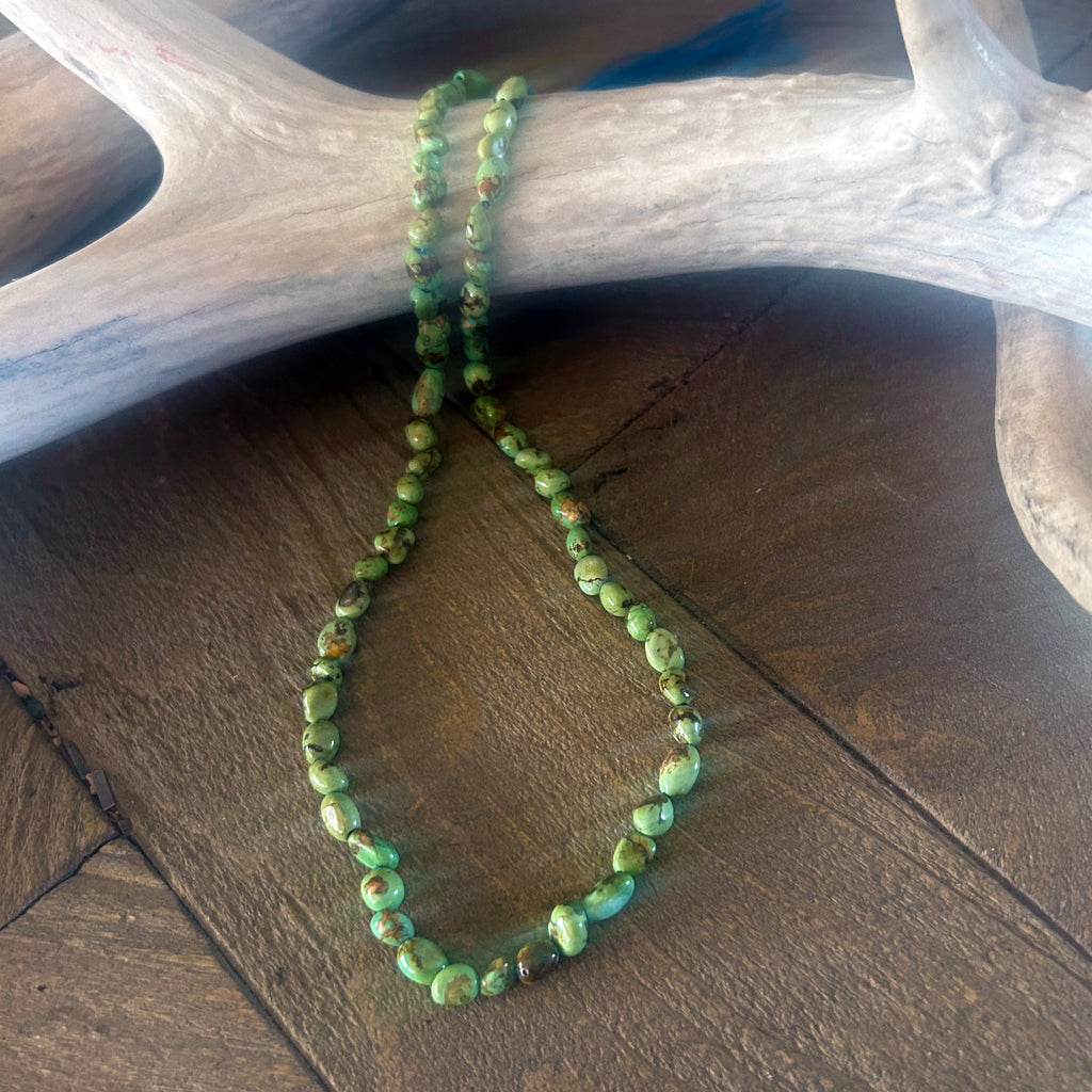 AAA Sonoran Gold Turquoise Beads Bright Lime Green Semi Round 5.5-7mm 16"