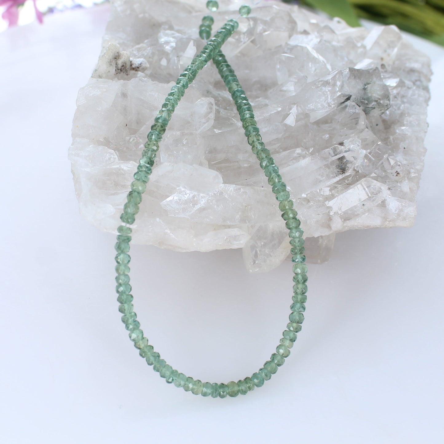 AAA Apatite Faceted Rondelle Beads Green 10" 4.3mm
