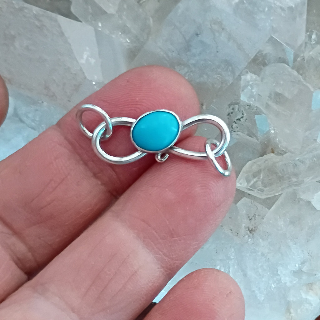 Apache Mine Nevada Turquoise Sterling Silver Clasp 6x8mm Southwest Style