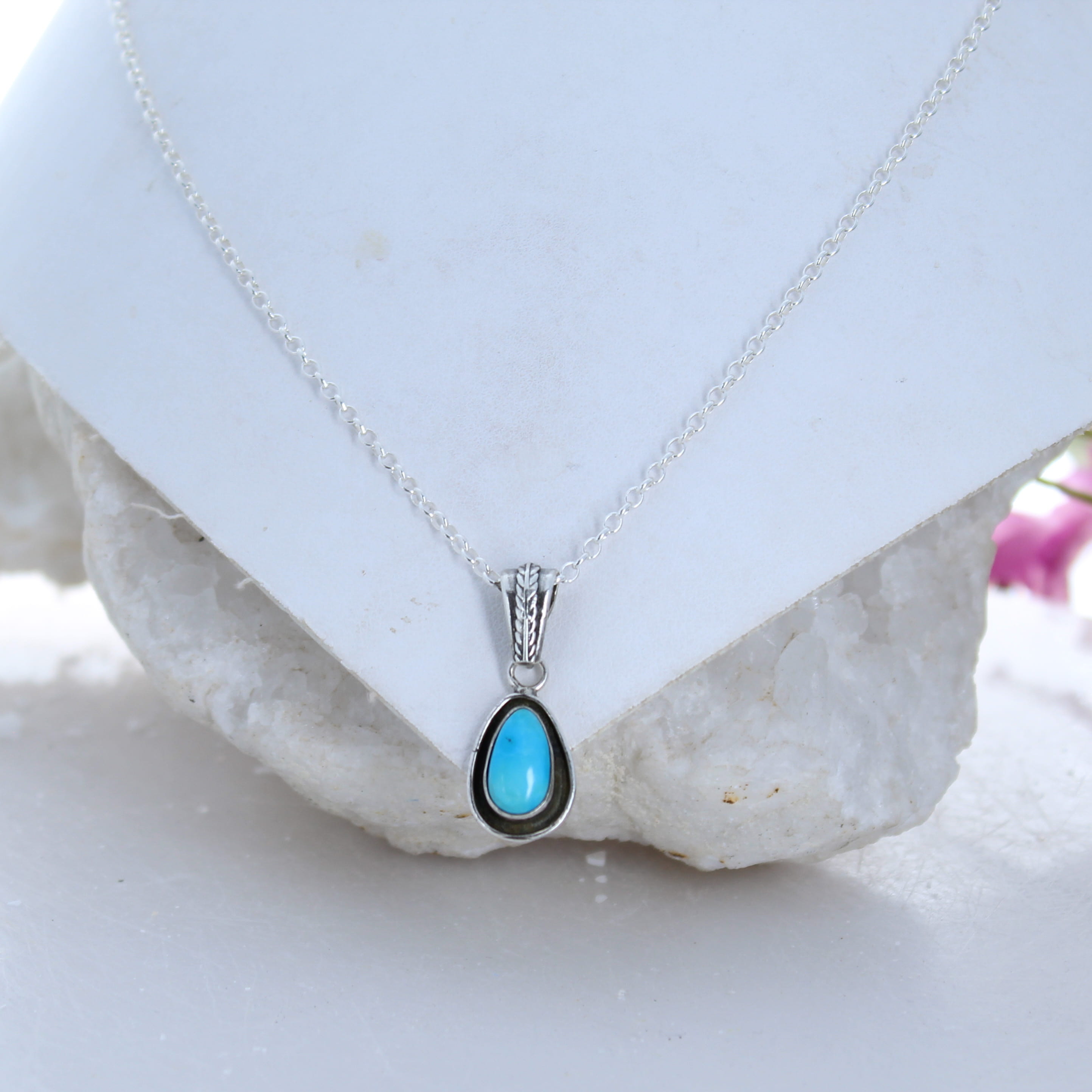 Blue Sonoran Rose Turquoise Centerpiece Pendant Sterling Silver #2