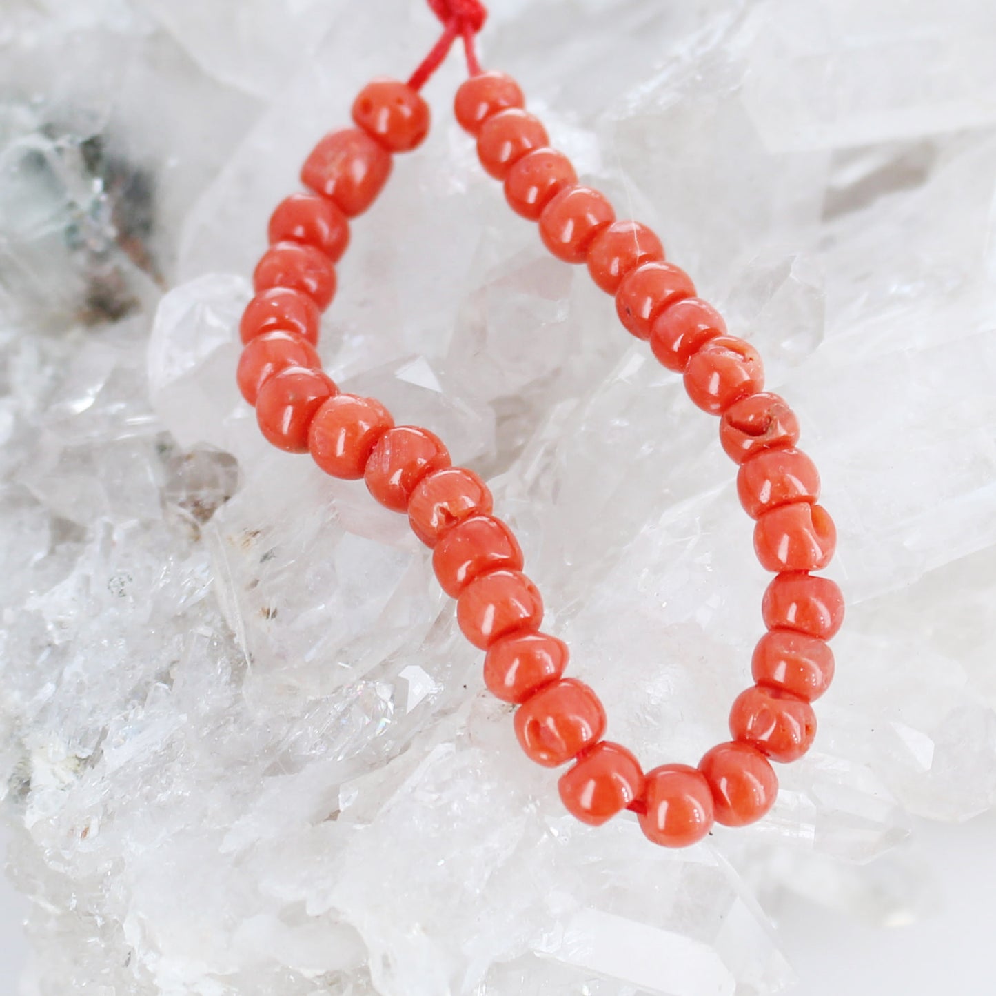 Bright Tomato Red Italian Coral Beads Pueblo Shaped 5.5mm 3.75"