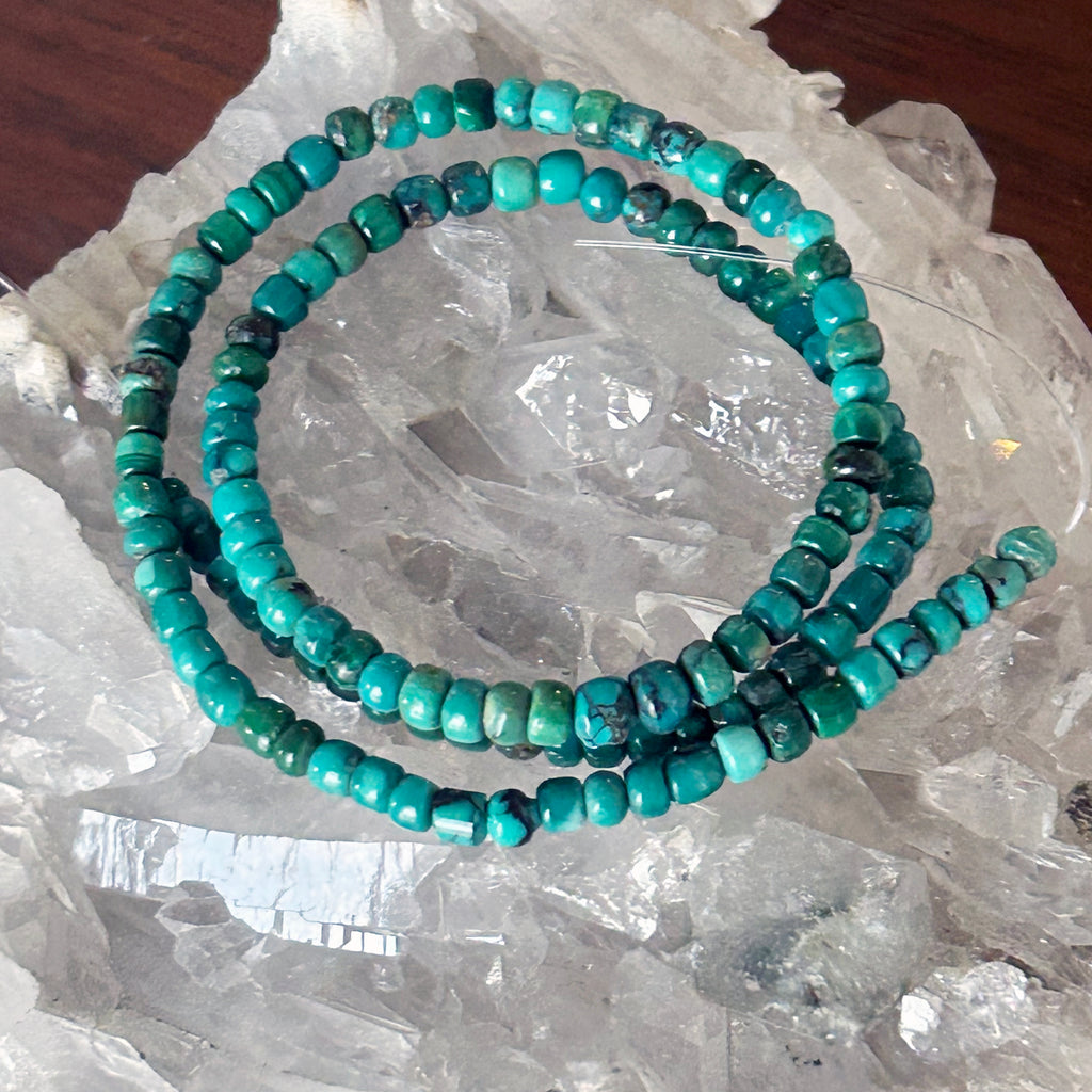AAA EMERALD TEAL Turquoise Beads 4mm Pueblo Shaped