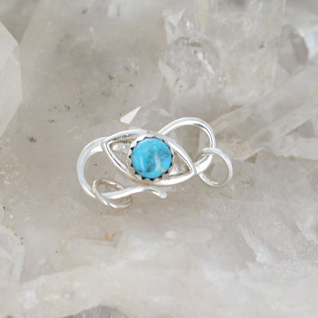 Nevada Blue Ridge Turquoise Eye Clasp Sterling Silver 6mm S Shaped
