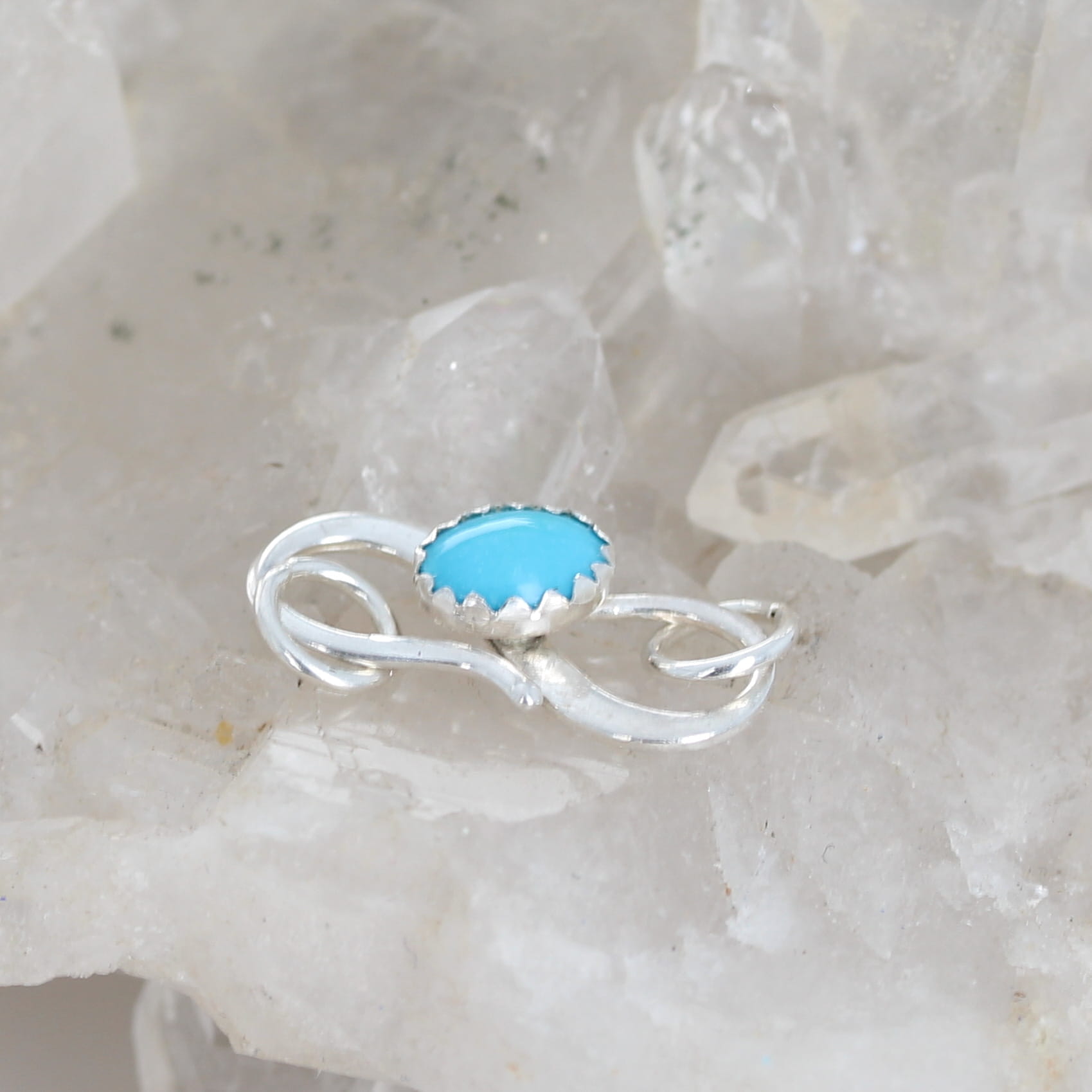 Sleeping Beauty Turquoise Sterling S Shaped Clasp Sterling Silver 5x7mm