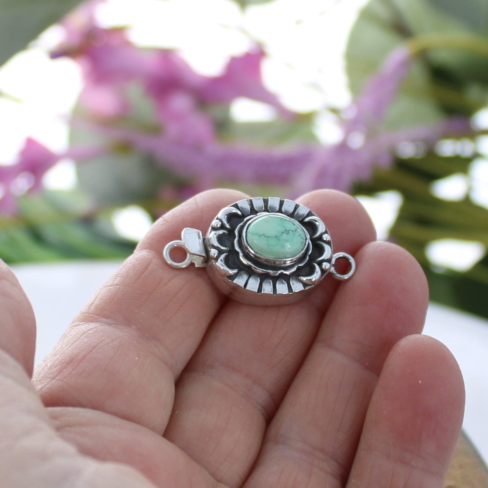 CARICO LAKE Turquoise Clasp Mint Green 8x10.5mm Moon Design