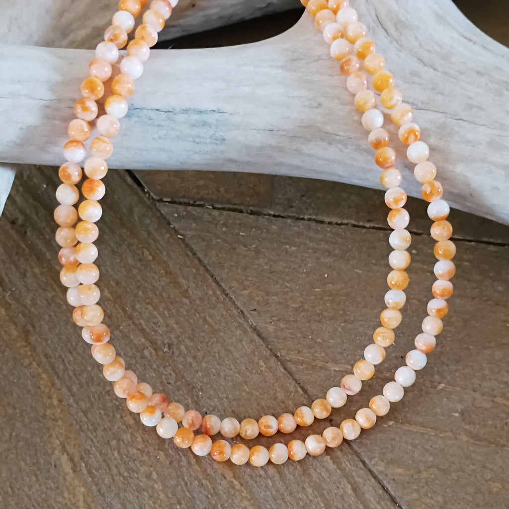 AAA Lite Apricot Orange Spiny Oyster Beads Round 4mm 16"