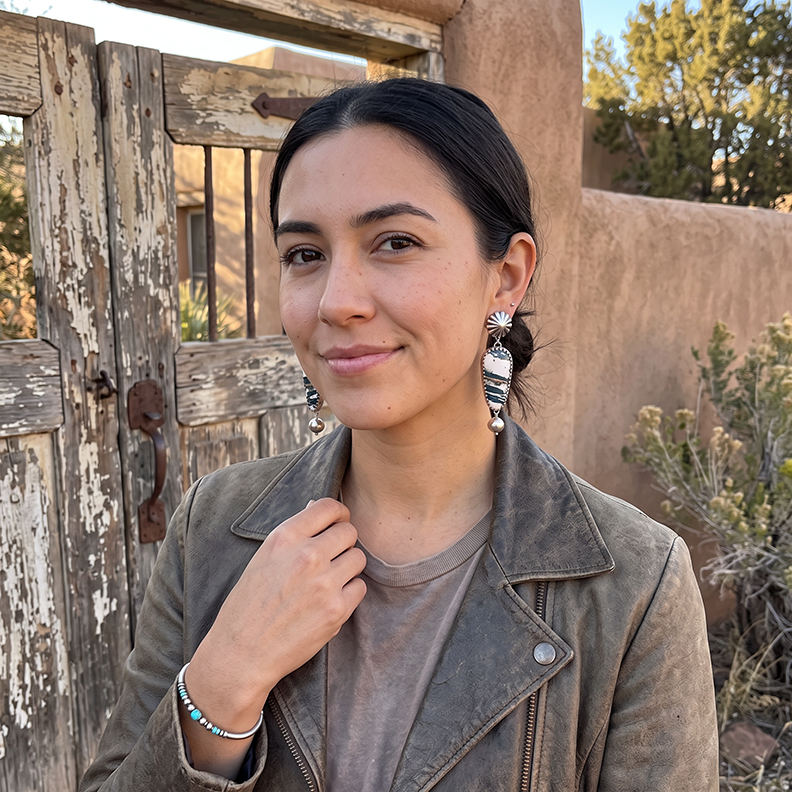 AAA WHITE BUFFALO Turquoise and Navajo Pearl Earrings Sterling 2.5"