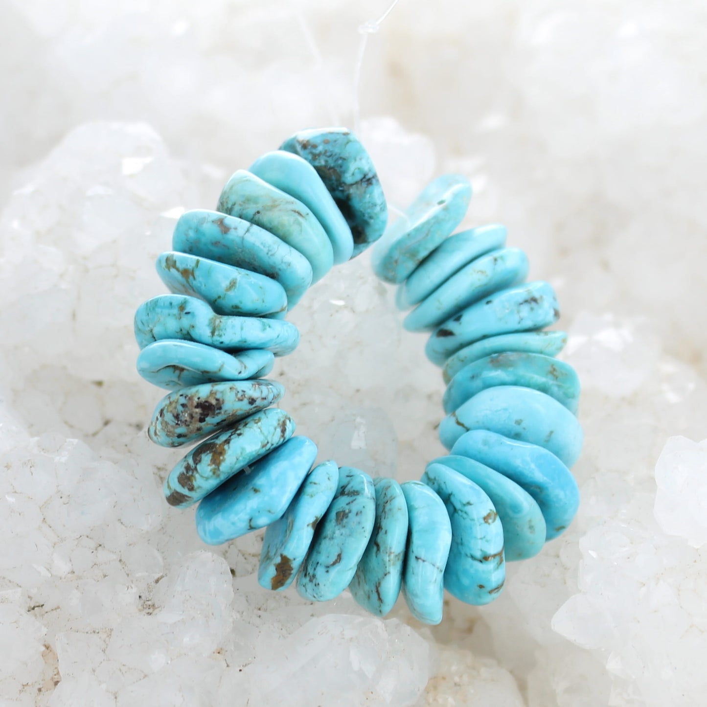 Kingman Turquoise Beads 15mm Hand Cut Discs 4"