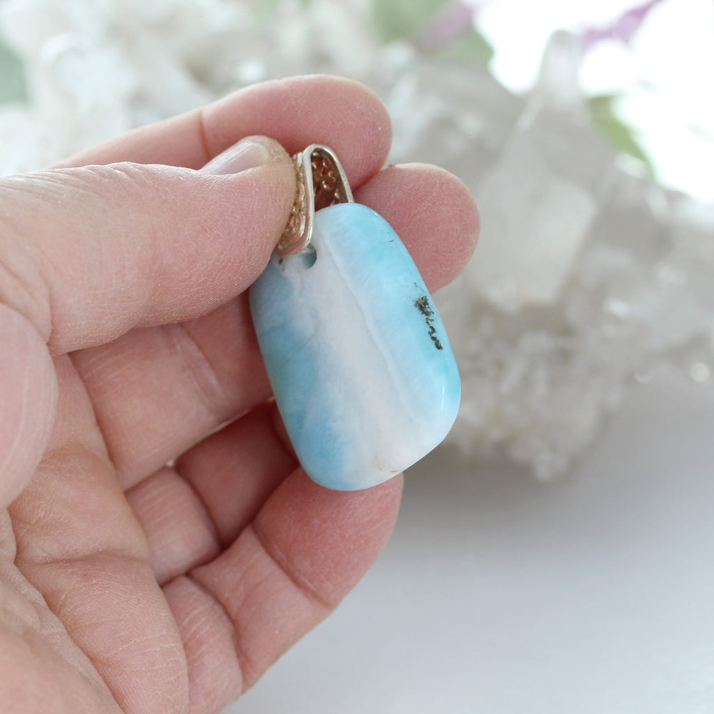 LARIMAR PENDANT Large Free Form Sterling Silver #2