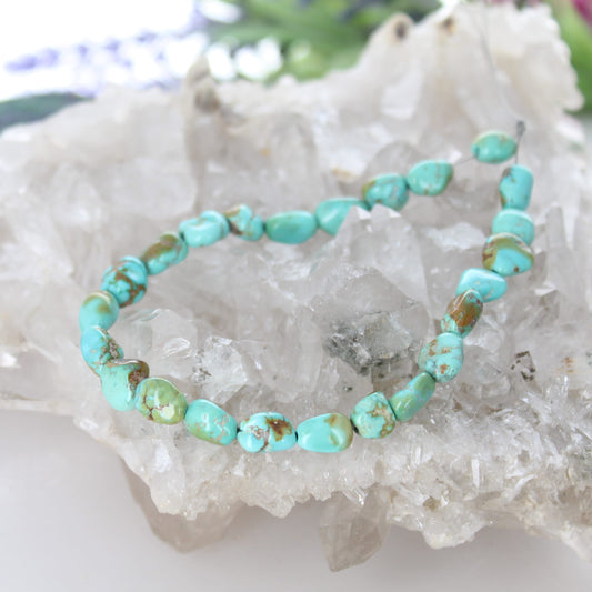 TURQUOISE MOUNTAIN BEADS Potato Shaped Blue Green 8"