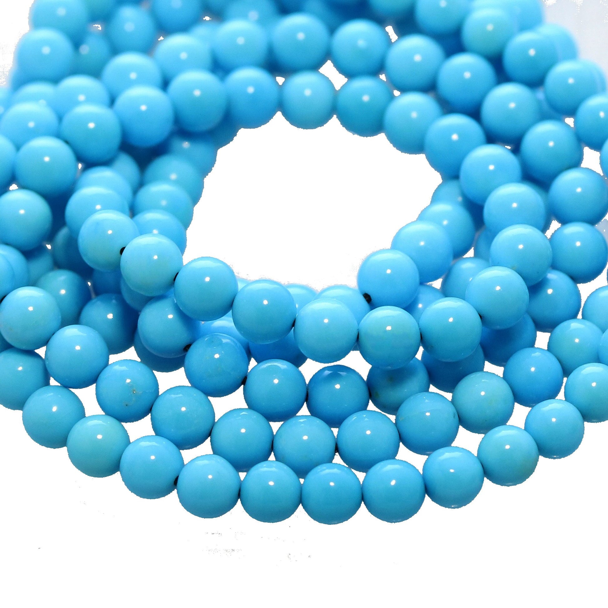 5 Star Sleeping Beauty Turquoise Beads Round 4.8-5mm 18" -NewWorldGems