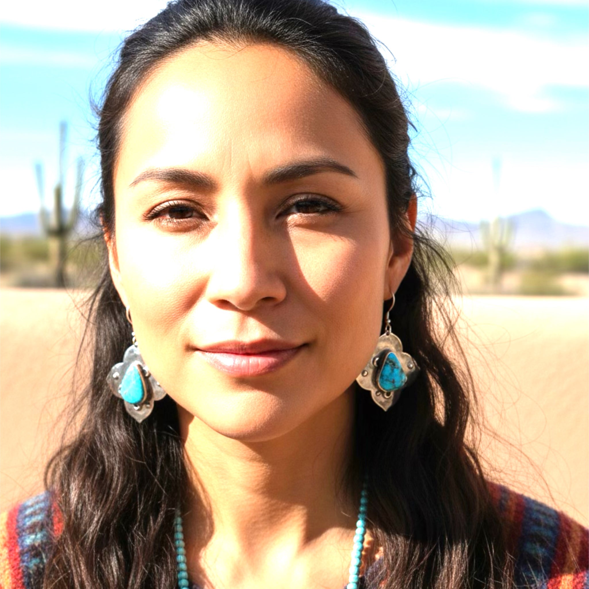 Kingman Teardrop Turquoise Earrings Sky Sterling Silver Moons