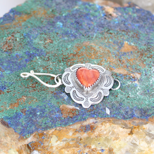 Spiny Oyster Clasp Sterling Heart Shaped Red Southwest Hook Style