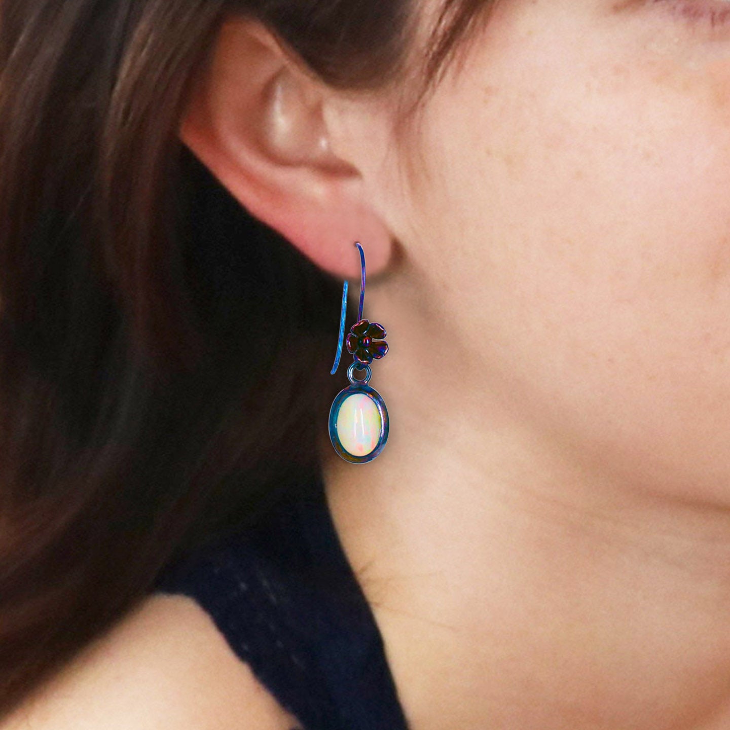 Fiery Australian Coober Pedy Opal Earrings