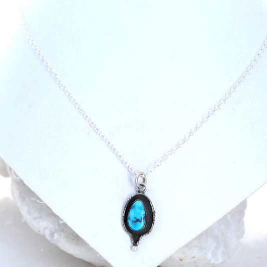 Blue Sonoran Rose Turquoise Centerpiece Pendant Sterling Silver