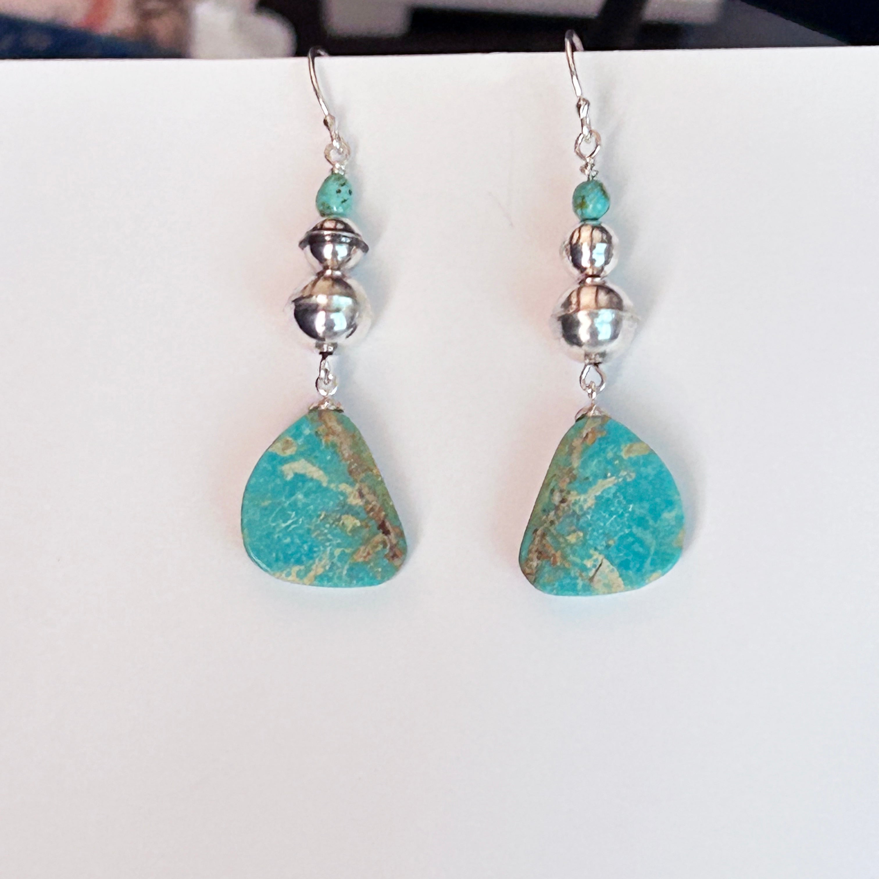 AAA Elisa Turquoise and Navajo Benchmade Pearls Earrings Sterling Silver
