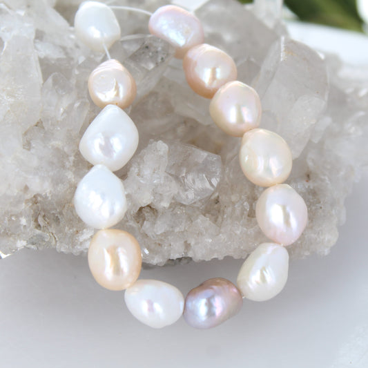 Large Multi Color Pearls 13x11mm Set of 13