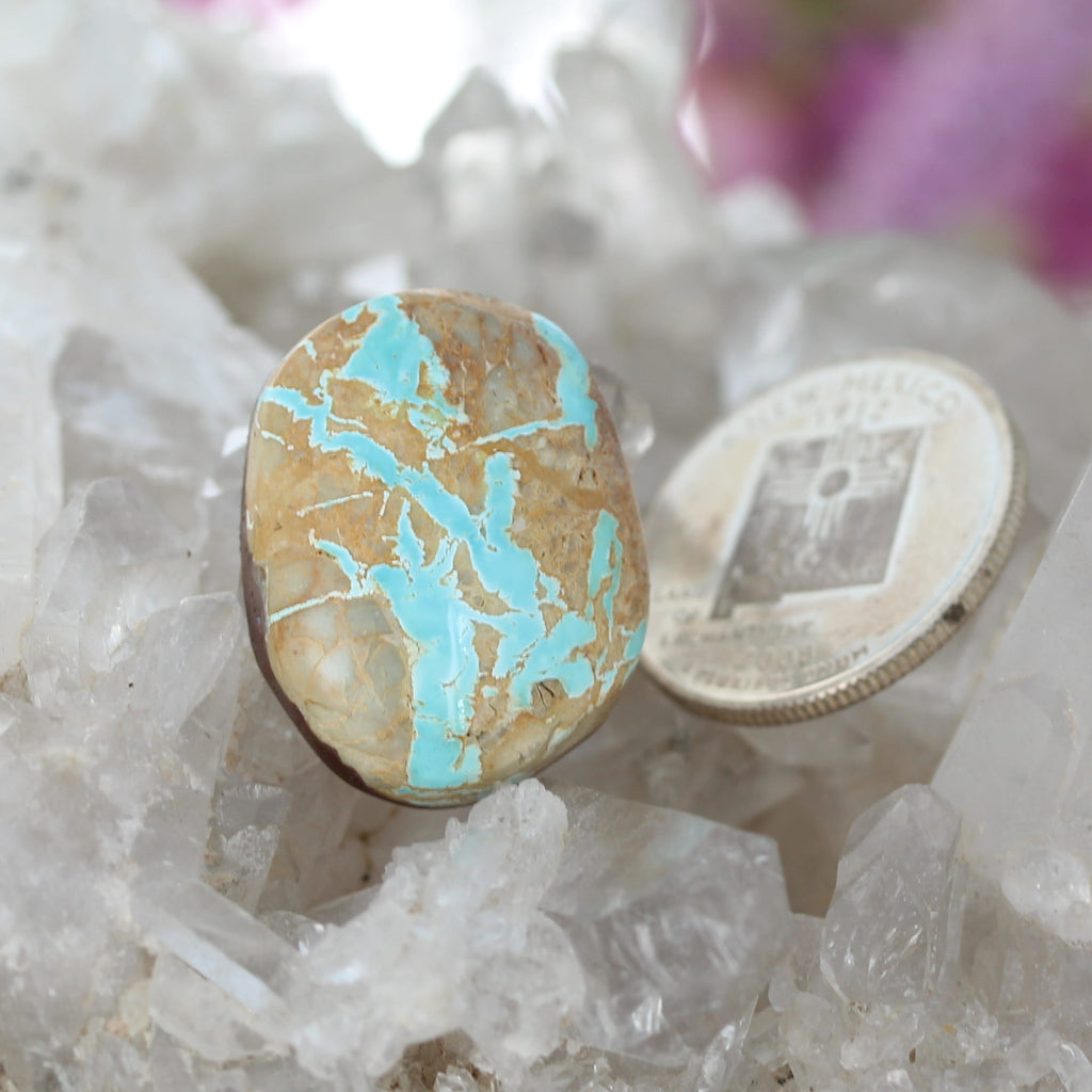 Large Blue Gold Royston Turquoise Cabochon Free Form 27.5x21.5mm