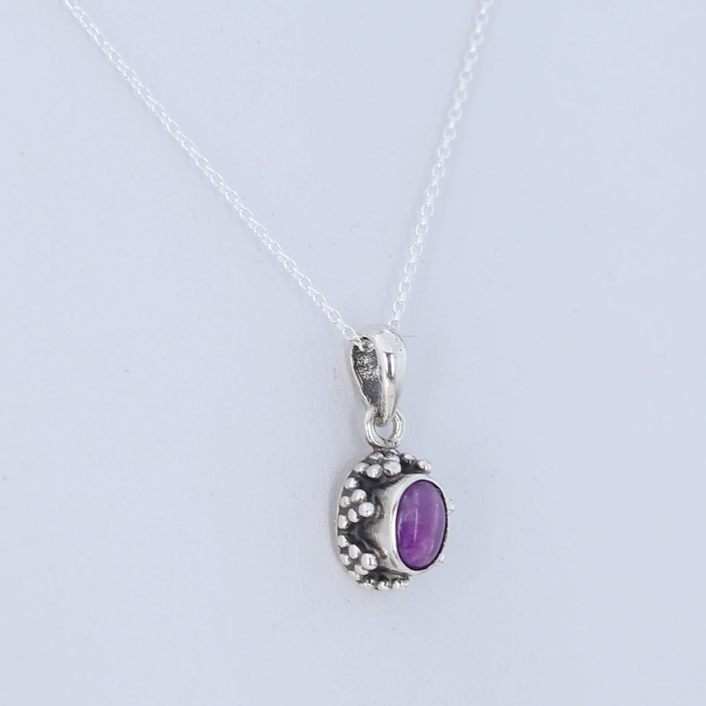 Gorgeous Tiny SUGILITE PENDANT STERLING Sterling Granulated Design