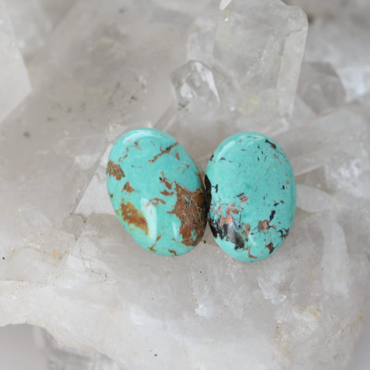 Tyrone Turquoise 13x18mm Oval Cabochon Pair Aqua Green