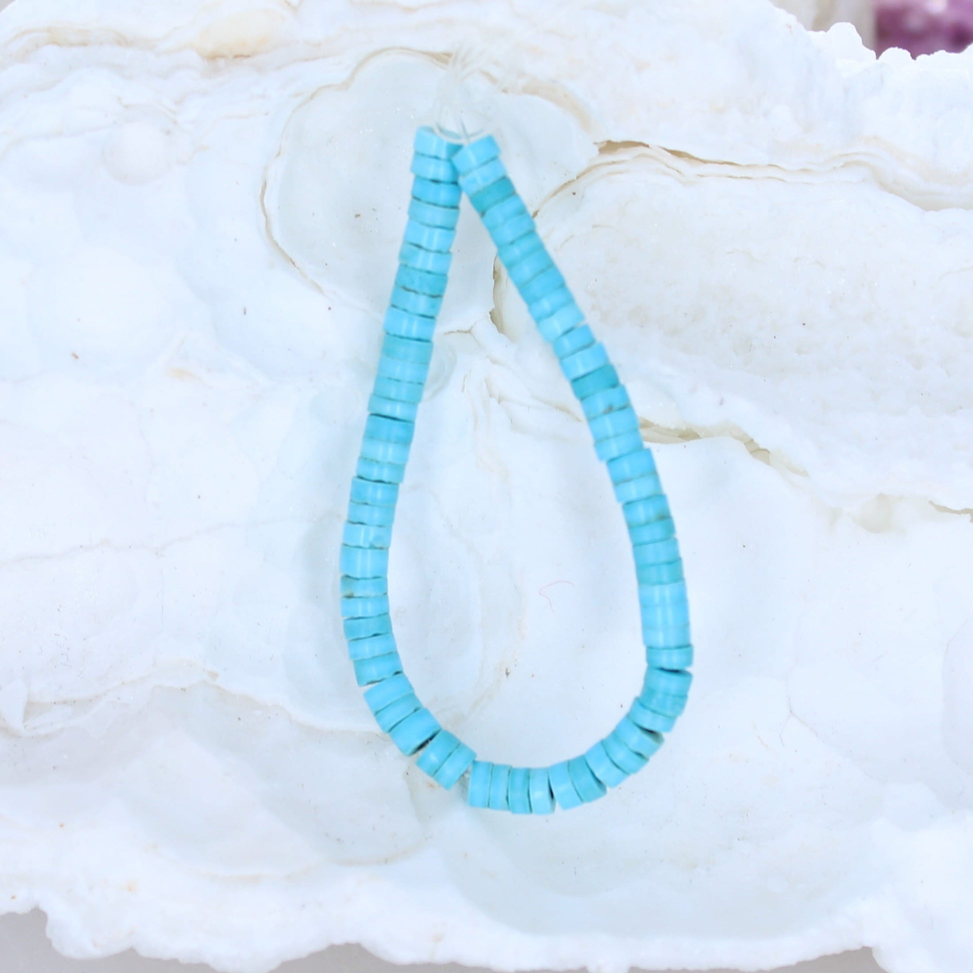Genuine SLEEPING BEAUTY Turquoise Heshi Beads 3.9mm 4.75" -NewWorldGems