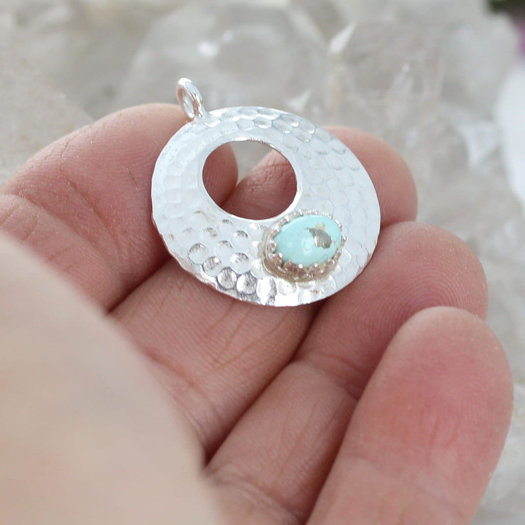 White Creek Turquoise with Pyrite Toggle Clasp Sterling 6x8mm