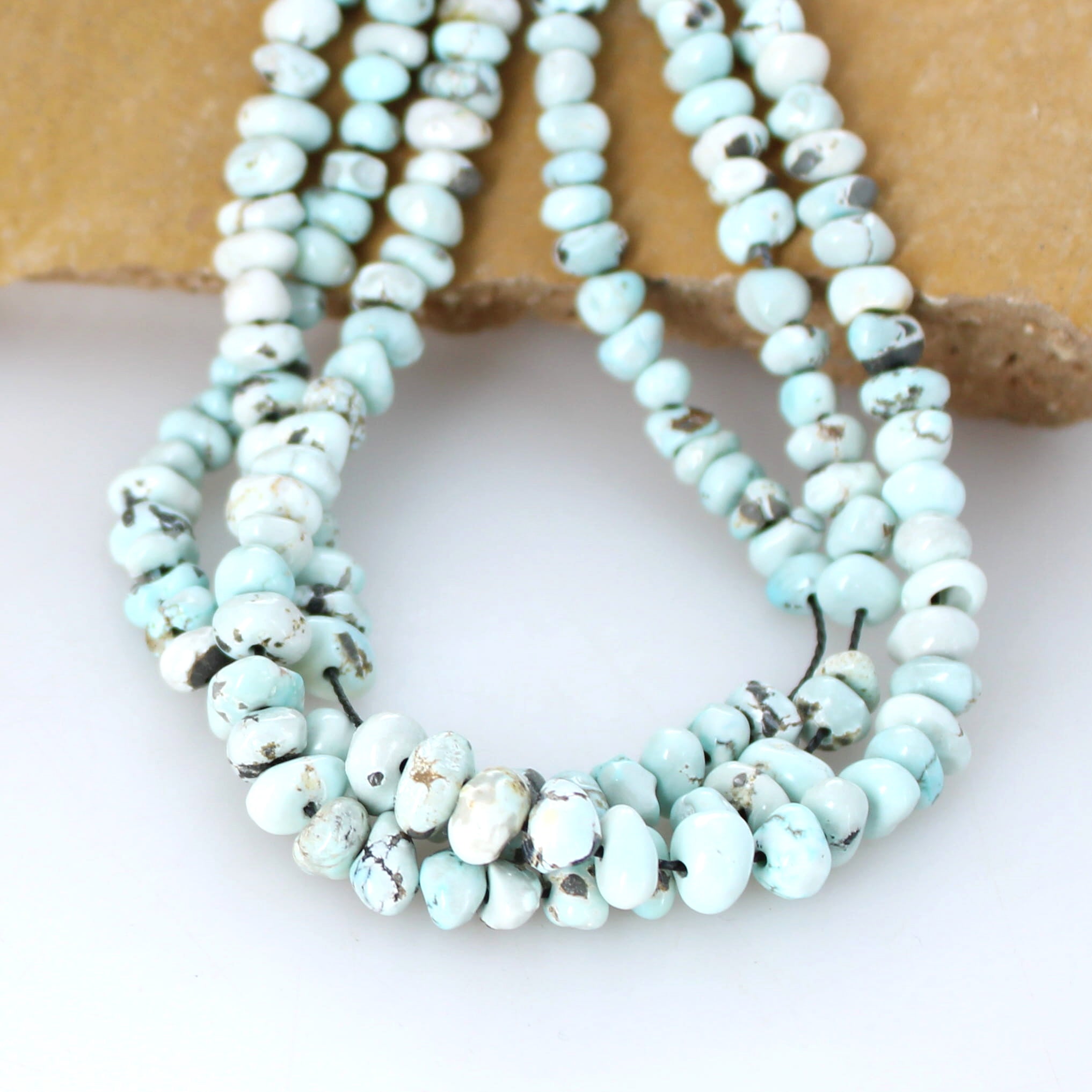 AAA ICE BLUE Matrix Lone Mountain Turquoise Beads 4-8mm
