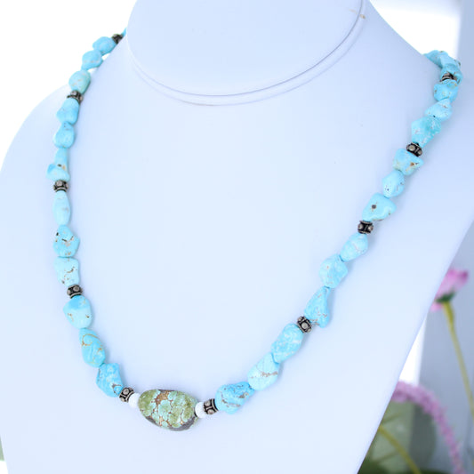 Lone Mountain Turquoise Necklace with Large Sonoran Centerpiece Sterling
