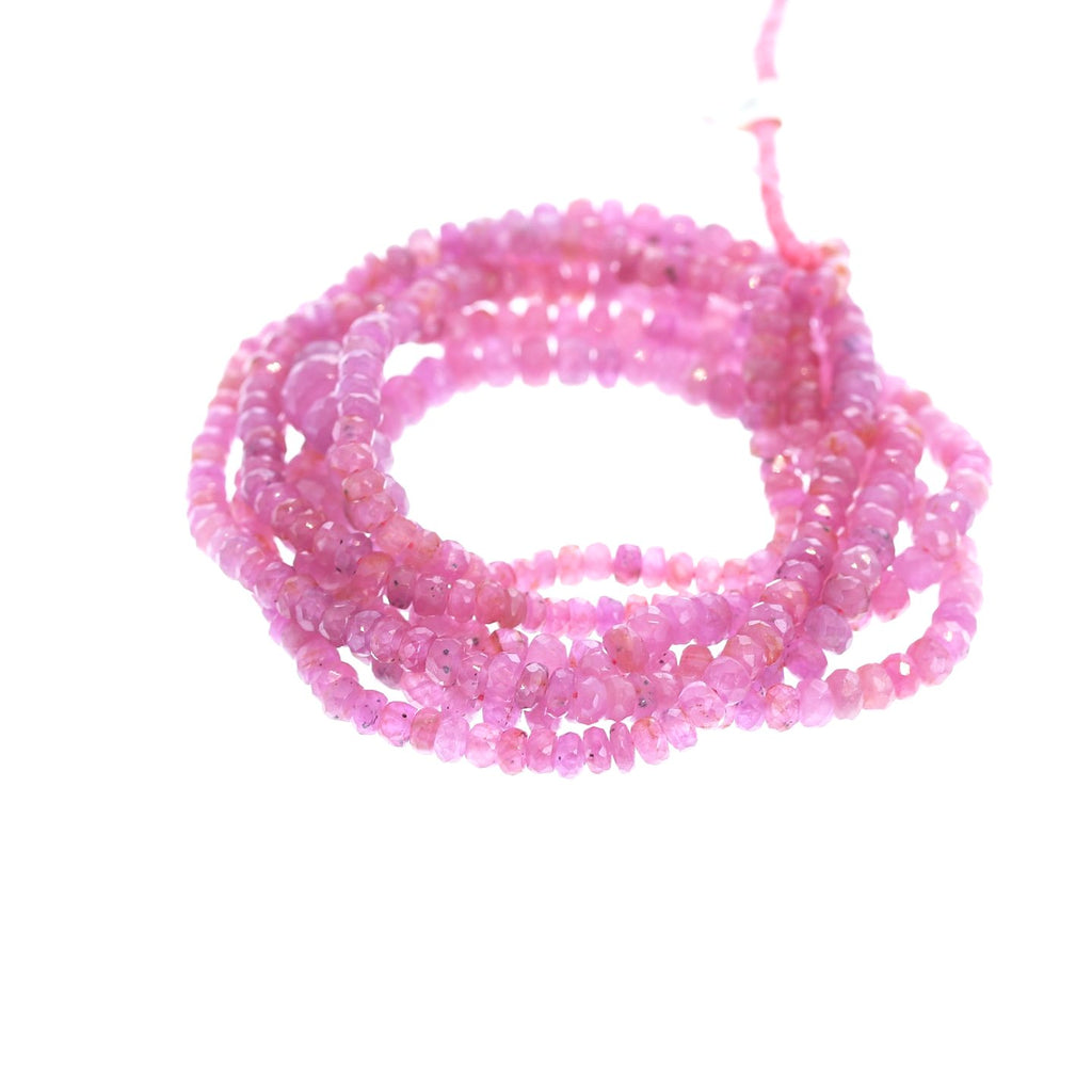 Sapphire Beads Faceted Rondelles Hot Pink 3-6Mm 16"
