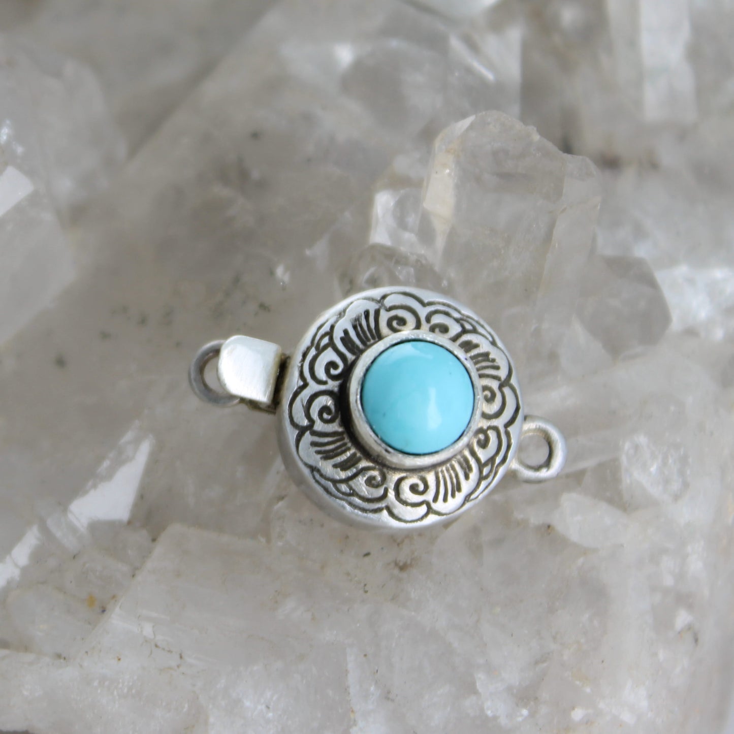 Whimsical CAMPITOS MEXICAN Turquoise Clasp Sky Blue 8mm Sterling Silver