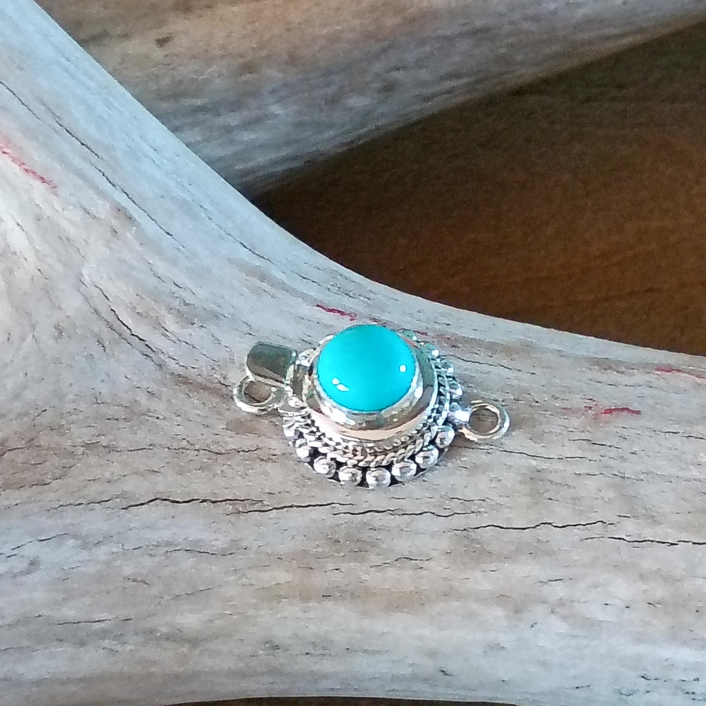 Gem Grade Egyptian Turquoise Sterling Granulated Clasp Sterling Silver 8mm